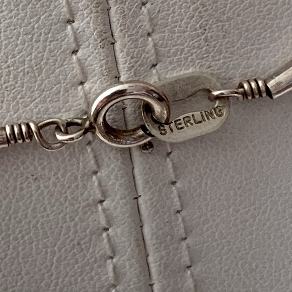 Zuni Sterling Silver Stone Inlay Necklace Q.T. Sterling New Mexico - Picture 4 of 7